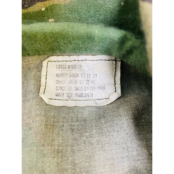 Vtg US Army Woodland Camouflage Combat Coat, L, Camo Jacket, 6 Point Star Patch - Picture 8 of 9